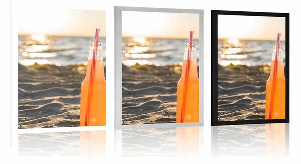 Plakat orzeźwiający napój na plaży