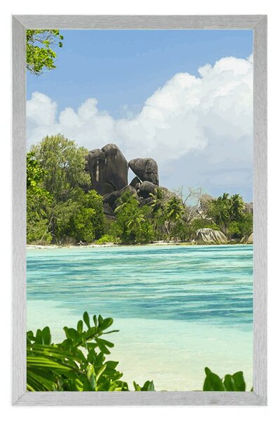 Plakatpiękna plaża na wyspie La Digue