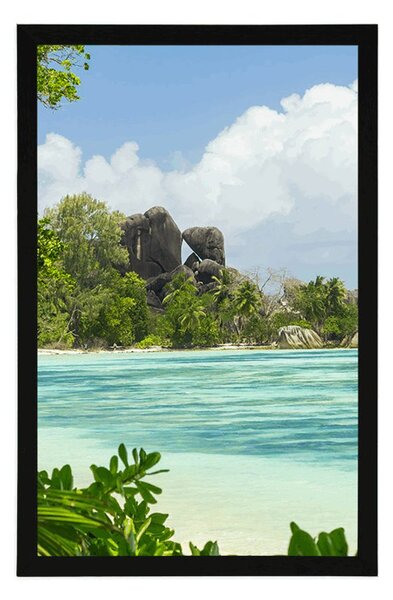 Plakatpiękna plaża na wyspie La Digue