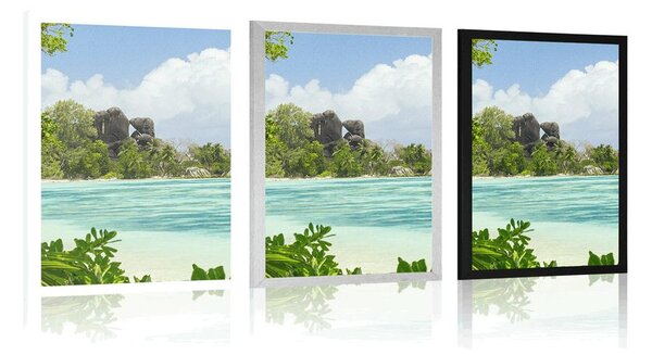 Plakatpiękna plaża na wyspie La Digue