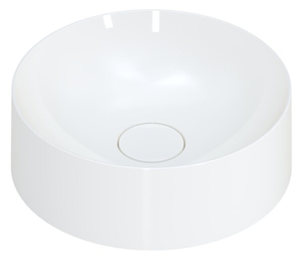 Umywalka okrągła 39 cm - nablatowa biała + spust + syfon