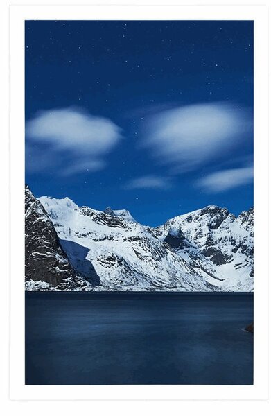 Plakat nocny krajobraz w Norwegii