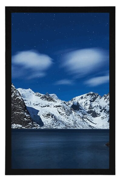 Plakat nocny krajobraz w Norwegii