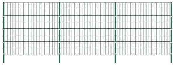 Panel ogrodzeniowy ze słupkami, żelazny, 5,1 x 1,6 m, zielony