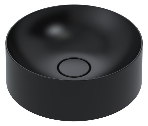 Okrągła czarna umywalka granitowa 39 cm, nablatowa
