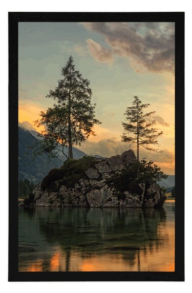 Plakat górski krajobraz nad jeziorem