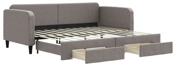 Sofa rozsuwana z szufladami, taupe, 90x200 cm, tkanina