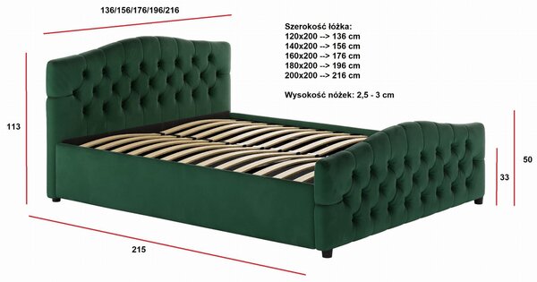 Łóżko tapicerowane z pojemnikiem Livorno