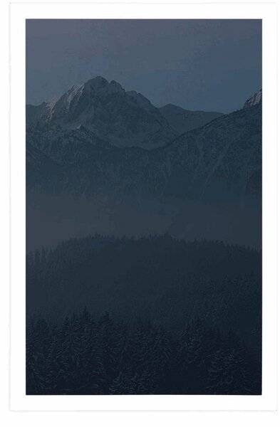 Plakat księżyc w pełni nad górami