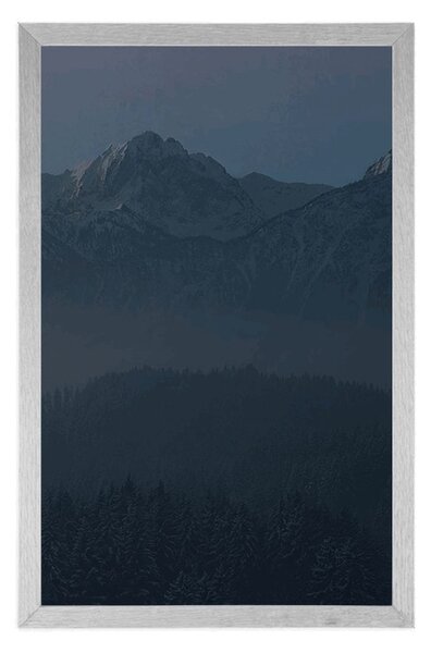 Plakat księżyc w pełni nad górami