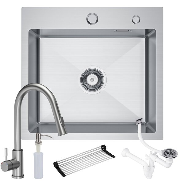 Zlew stalowy Steel Sink 50 New + bateria + syfon + mata + dozownik
