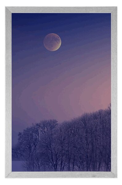 Plakat pełnia księżyca nad wioską