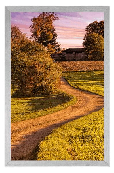 Plakat widok wiejski krajobraz