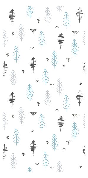 Tapeta - Motyw lasu w niebiesko - szarej