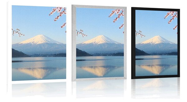 Plakat widok z jeziora na Fuji
