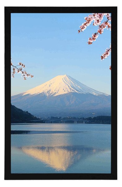 Plakat widok z jeziora na Fuji