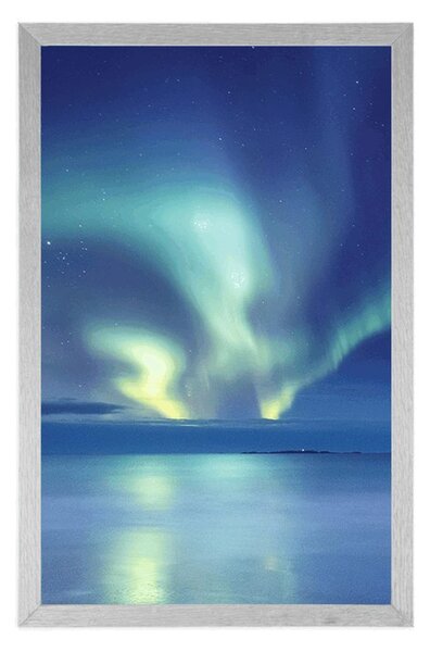 Plakat zorza nad oceanem