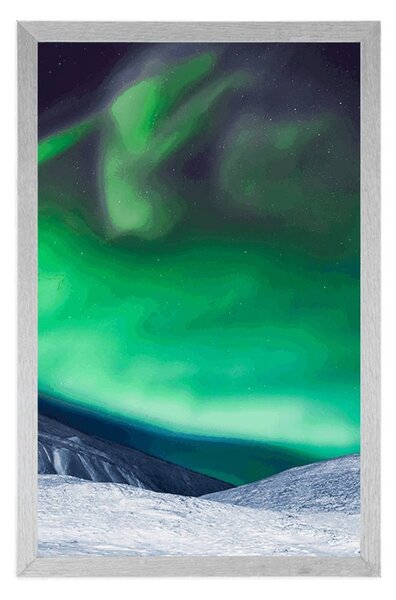 Plakat zorza polarna na niebie