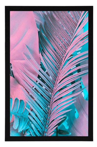 Plakat liście palmowe w niezwykłych neonowych kolorach