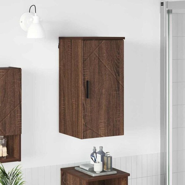 Nowoczesna szafka łazienkowa z brązowego dębu, minimalistyczny design, montaż na ścianie, 2 drzwi