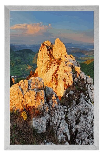 Plakat piękne Mury obronne Vrsatu na Słowacji