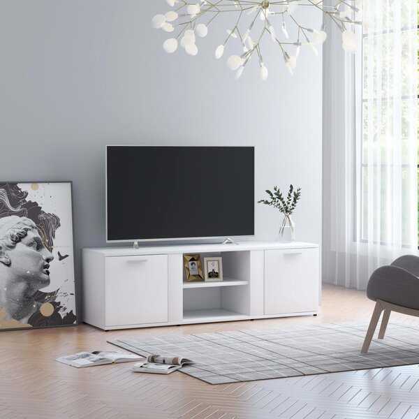 Szafka pod TV, biała, 120x34x37 cm, płyta wiórowa