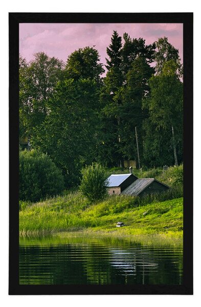Plakat bajkowe domy nad rzeką