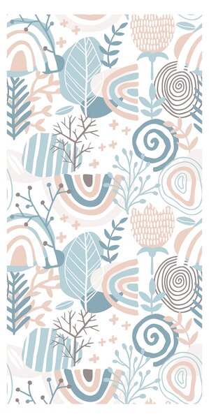 Tapeta - Roślinne stylizacje, niebieskie odcienie