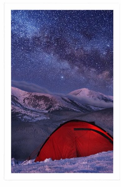 Plakat namiot pod nocnym niebem