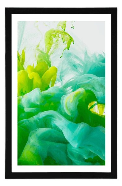 Plakat z passe-partout atrament w zielonych odcieniach
