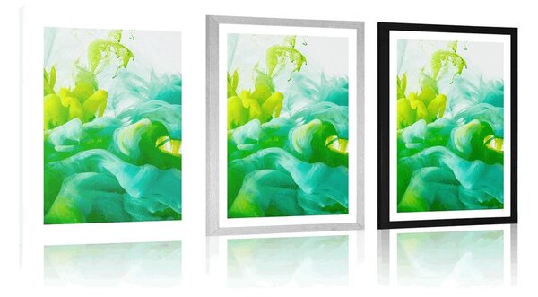 Plakat z passe-partout atrament w zielonych odcieniach
