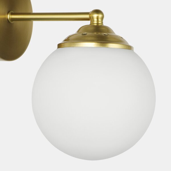 KINKIET LAMPA ŚCIENNA NOWOCZESNA ZŁOTO SZCZOTKOWANE BIAŁA KULA FINO W1 LED
