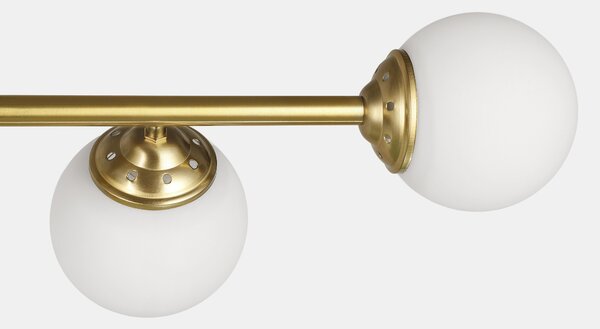 LAMPA WISZĄCA SUFITOWA NOWOCZESNA ZŁOTO SZCZOTKOWANE BIAŁE KULE FINO 6 LED