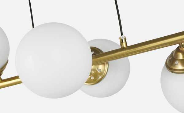 LAMPA WISZĄCA SUFITOWA NOWOCZESNA ZŁOTO SZCZOTKOWANE BIAŁE KULE FINO 6 LED