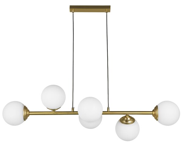 LAMPA WISZĄCA SUFITOWA NOWOCZESNA ZŁOTO SZCZOTKOWANE BIAŁE KULE FINO 6 LED