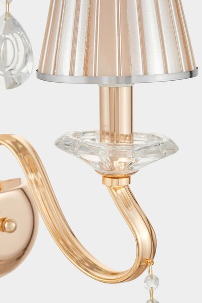 LAMPA ŚCIENNA KINKIET KRYSZTAŁOWY ZŁOTY FINEZZIA W1