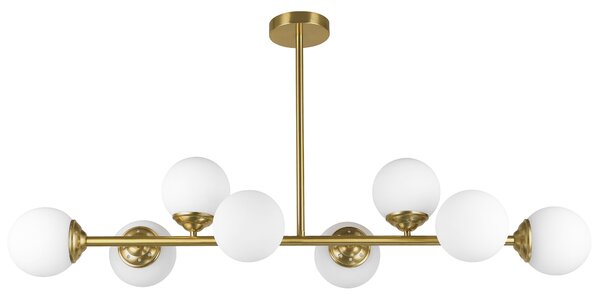 LAMPA WISZĄCA SUFITOWA NOWOCZESNA ZŁOTO SZCZOTKOWANE BIAŁE KULE FINO 8 LED