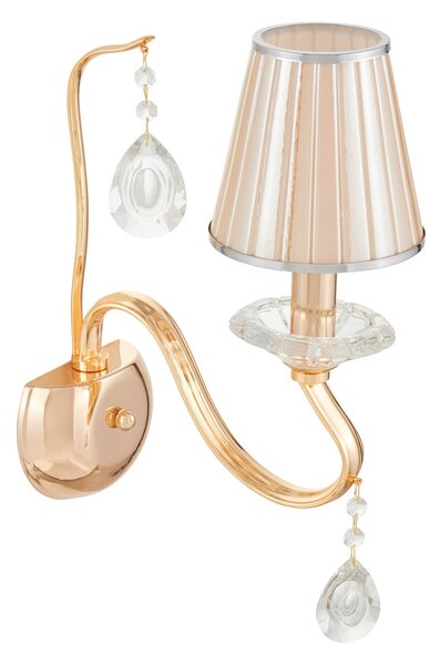 LAMPA ŚCIENNA KINKIET KRYSZTAŁOWY ZŁOTY FINEZZIA W1