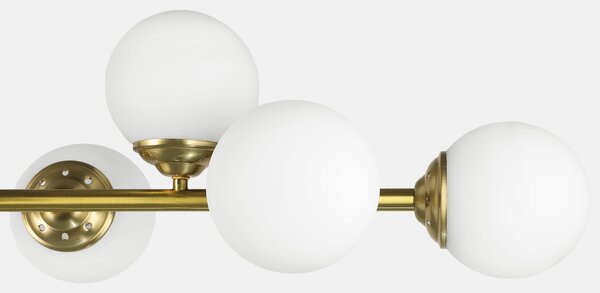 LAMPA WISZĄCA SUFITOWA NOWOCZESNA ZŁOTO SZCZOTKOWANE BIAŁE KULE FINO 8 LED