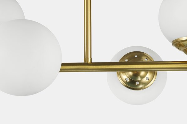 LAMPA WISZĄCA SUFITOWA NOWOCZESNA ZŁOTO SZCZOTKOWANE BIAŁE KULE FINO 8 LED