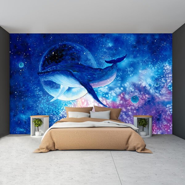 Fototapeta - Malowany wieloryb w kosmosie (196x136 cm)