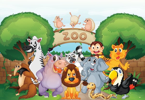 Fototapeta - Wesołe Zoo (196x136 cm)