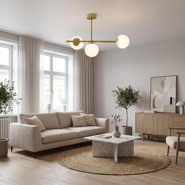 NOWOCZESNA LAMPA SUFITOWA WISZĄCA SZCZOTKOWANE ZŁOTO LEDO W3 LONG