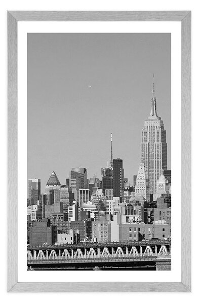 Plakat z passe-partout magiczny Nowy Jork w czerni i bieli