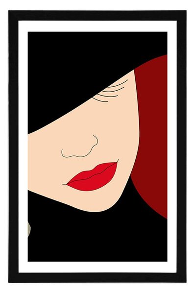 Plakat z passe-partout elegancka dama w kapeluszu