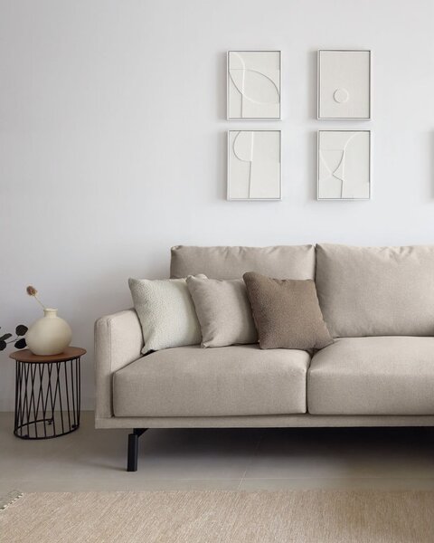 Beżowa sofa z tkaniny szenilowej 214 cm Galene – Kave Home