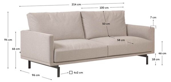 Beżowa sofa z tkaniny szenilowej 214 cm Galene – Kave Home