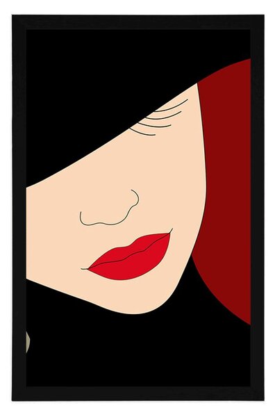 Plakat elegancka dama w kapeluszu