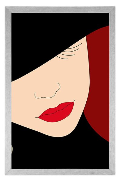 Plakat elegancka dama w kapeluszu