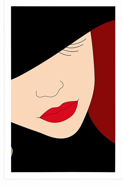 Plakat elegancka dama w kapeluszu